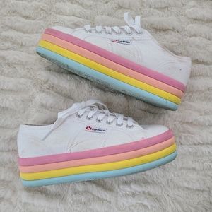 Superga women's size 6 Pastel Platform Low Top Sneakers Shoes Canvas